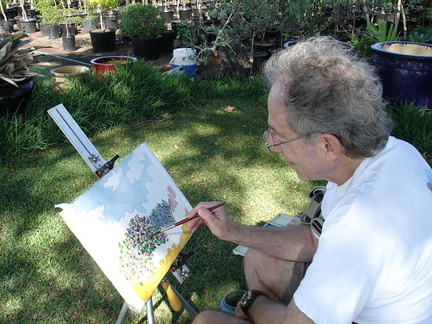 Eric painting at the Hawaiian Gardens 1 19 07