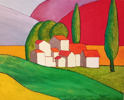 TOWN ALONG HILLS